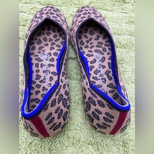 Rothy's Ballet Leopard Print with Red Stripes